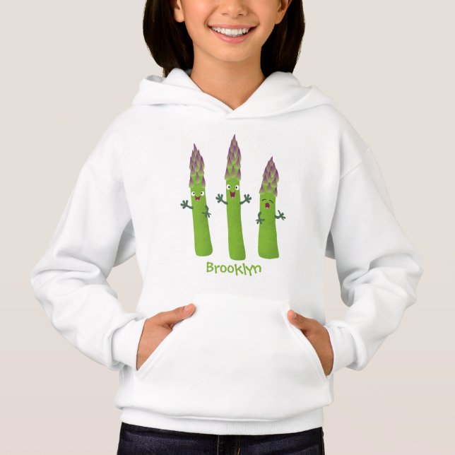 Cute asparagus singing vegetable trio cartoon hoodie (Front)