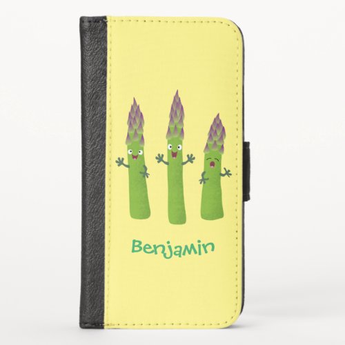 Cute asparagus singing vegetable trio cartoon iPhone x wallet case