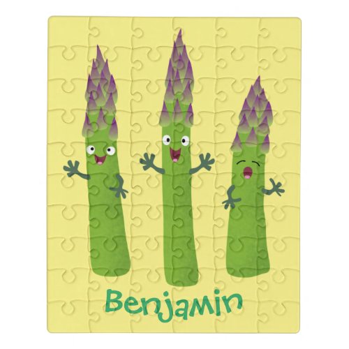 Cute asparagus singing vegetable trio cartoon jigsaw puzzle