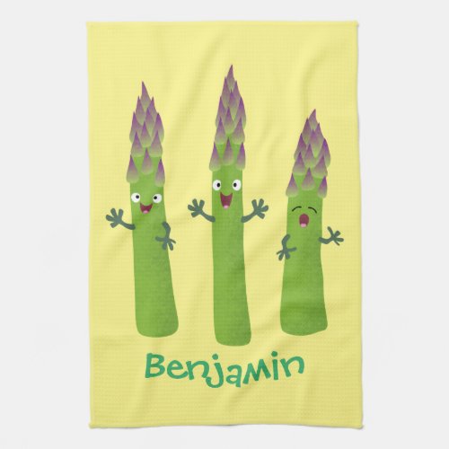 Cute asparagus singing vegetable trio cartoon kitchen towel