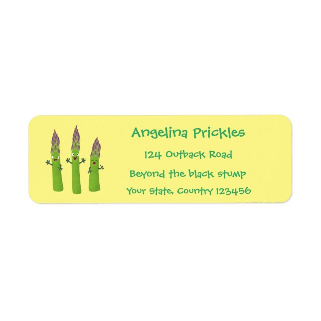 Cute asparagus singing vegetable trio cartoon label (Front)