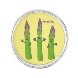 Cute asparagus singing vegetable trio cartoon lapel pin