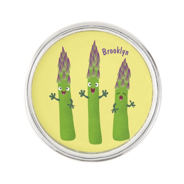 Cute asparagus singing vegetable trio cartoon lapel pin (Front)