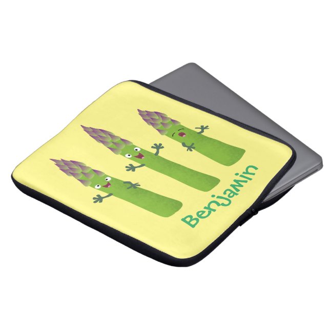 Cute asparagus singing vegetable trio cartoon laptop sleeve (Front Top)