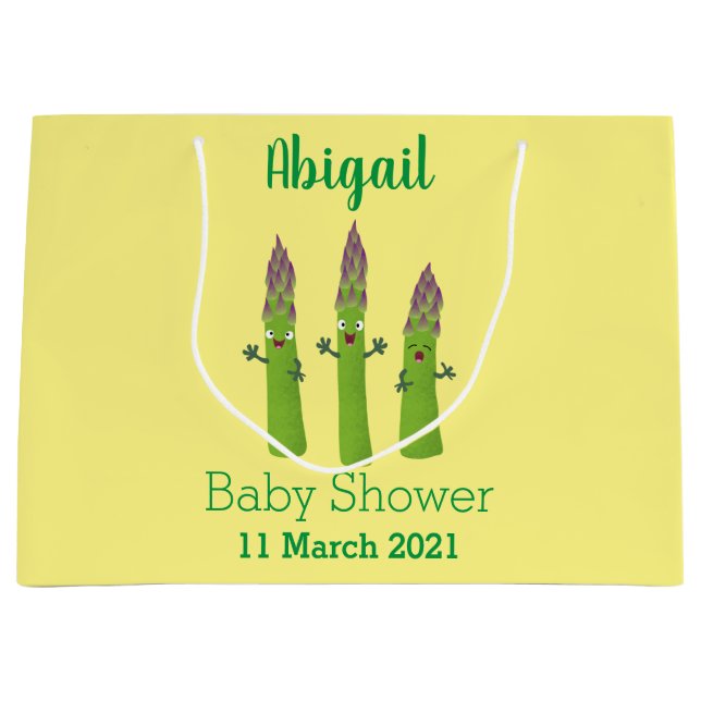 Cute asparagus singing vegetable trio cartoon large gift bag (Front)