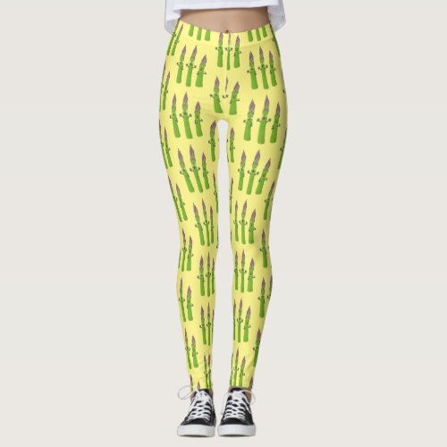 Cute asparagus singing vegetable trio cartoon leggings