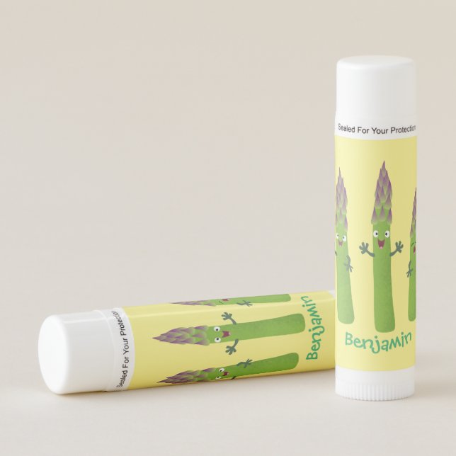 Cute asparagus singing vegetable trio cartoon lip balm (Front)