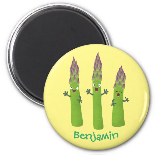 Cute asparagus singing vegetable trio cartoon magnet