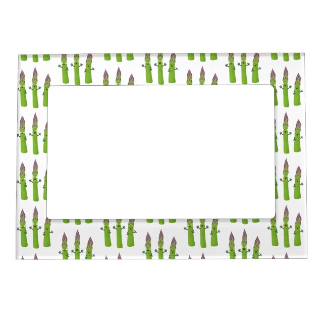 Cute asparagus singing vegetable trio cartoon magnetic frame (Front)