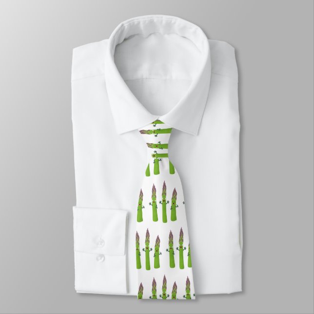 Cute asparagus singing vegetable trio cartoon neck tie (Tied)