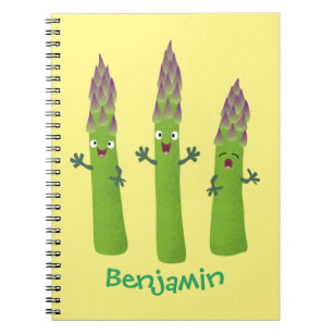 Cute asparagus singing vegetable trio cartoon notebook