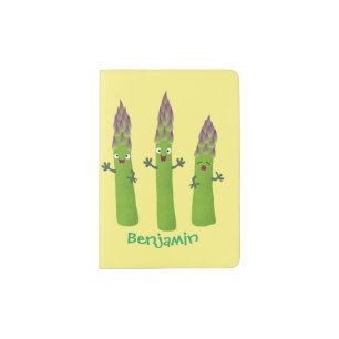 Cute asparagus singing vegetable trio cartoon passport holder