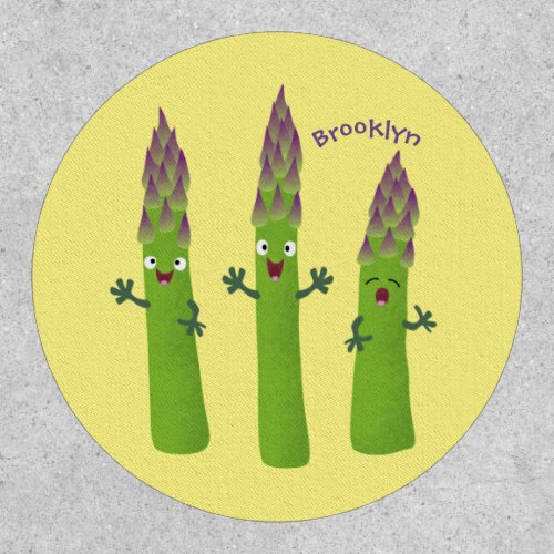 Cute asparagus singing vegetable trio cartoon patch