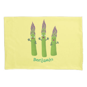 Cute asparagus singing vegetable trio cartoon pillow case