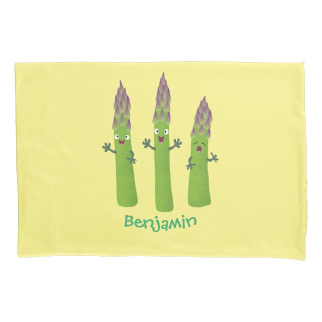 Cute asparagus singing vegetable trio cartoon pillow case (Front)