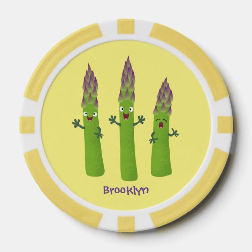 Cute asparagus singing vegetable trio cartoon poker chips