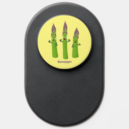 Cute asparagus singing vegetable trio cartoon PopSocket