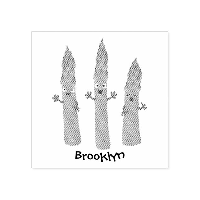 Cute asparagus singing vegetable trio cartoon rubber stamp (Imprint)