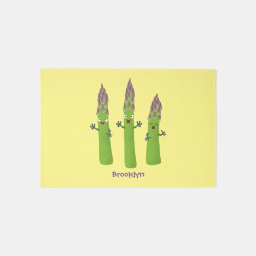 Cute asparagus singing vegetable trio cartoon rug