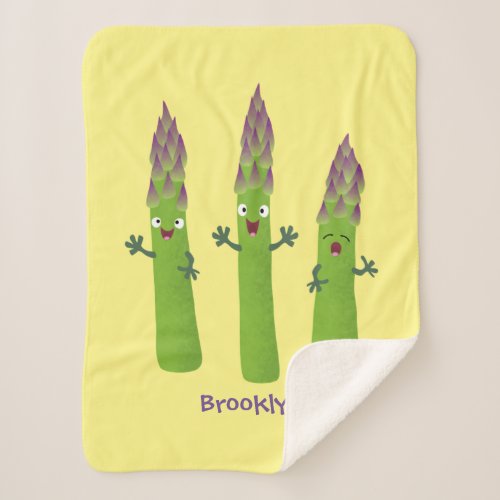 Cute asparagus singing vegetable trio cartoon  sherpa blanket