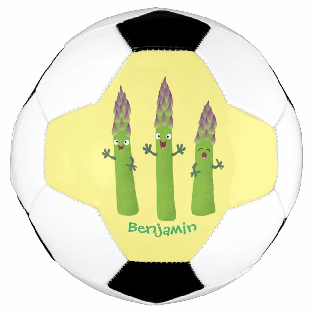 Cute asparagus singing vegetable trio cartoon soccer ball (Front)