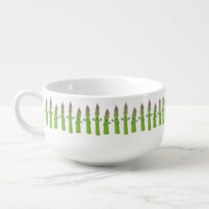 Cute asparagus singing vegetable trio cartoon soup mug