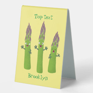 Cute asparagus singing vegetable trio cartoon table tent