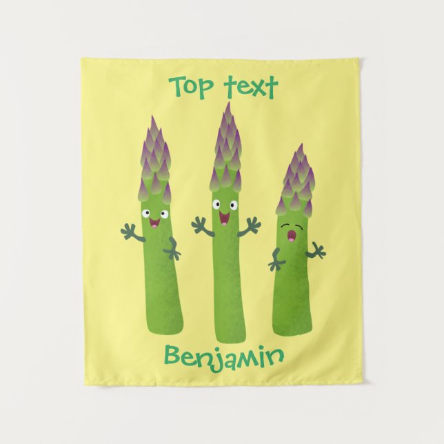 Cute asparagus singing vegetable trio cartoon  tapestry (Front)