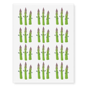 Cute asparagus singing vegetable trio cartoon temporary tattoos