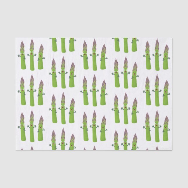 Cute asparagus singing vegetable trio cartoon tissue paper (Front)