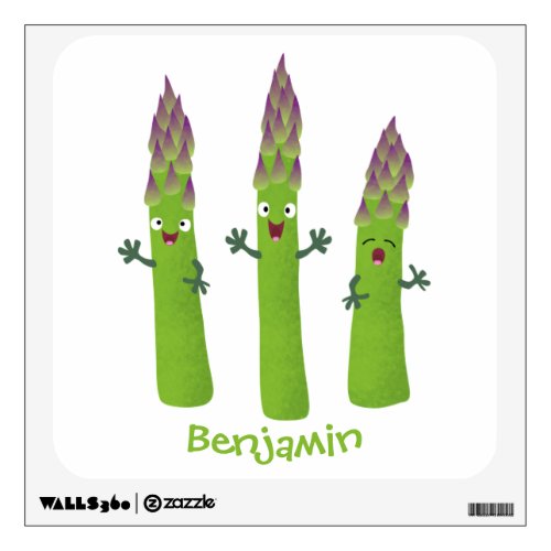 Cute asparagus singing vegetable trio cartoon wall decal