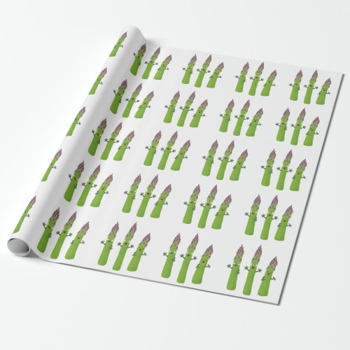 Cute asparagus singing vegetable trio cartoon wrapping paper