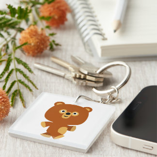 Cute Assertive Cartoon Bear Acrylic Keychain