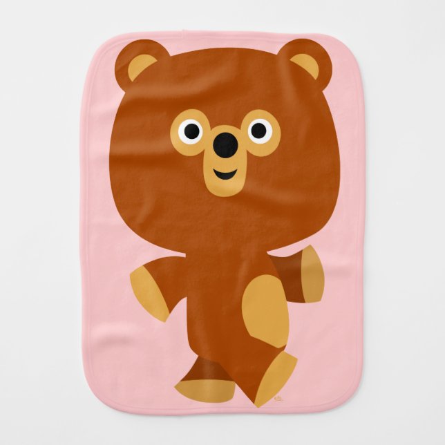 Cute Assertive Cartoon Bear Burp Cloth (Front)