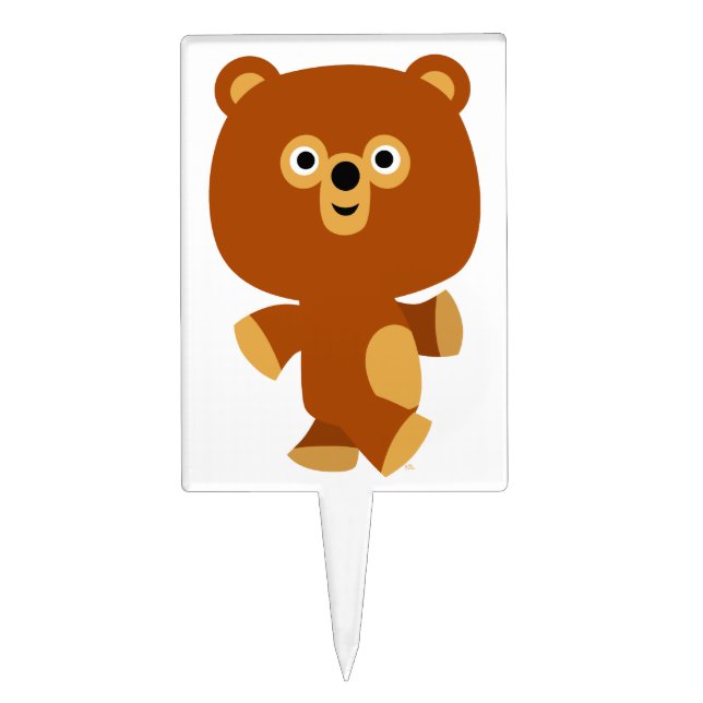 Cute Assertive Cartoon Bear Cake Pick (Front)