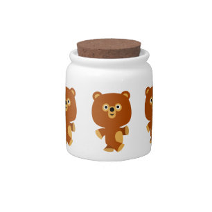 Cute Assertive Cartoon Bear Candy Jar