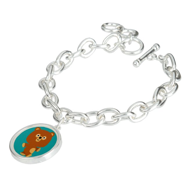 Cute Assertive Cartoon Bear Charm Bracelet (Side)