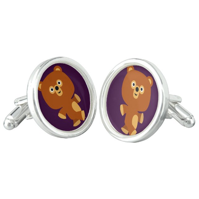 Cute Assertive Cartoon Bear Cufflinks (Angled)