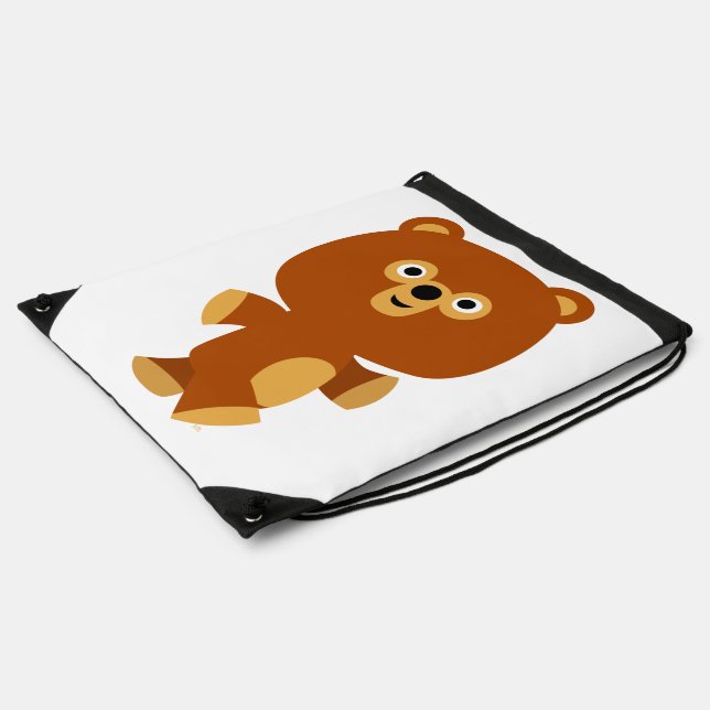 Cute Assertive Cartoon Bear Drawstring Backpack (Side)