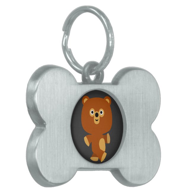 Cute Assertive Cartoon Bear Pet Tag (Front Left)