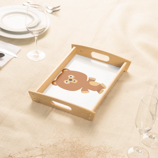 Cute Assertive Cartoon Bear Serving Tray (Front)