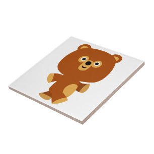Cute Assertive Cartoon Bear Tile