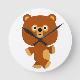 Cute Assertive Cartoon Bear Wall Clock