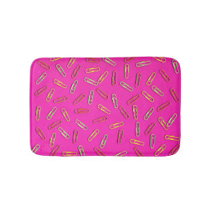 CUTE Assorted Color Paper Clips on Pink Bathroom Mat