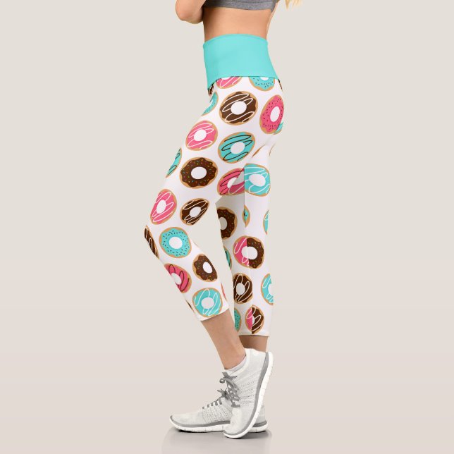 Cute Assorted Donuts Pattern Capri Leggings (Left)