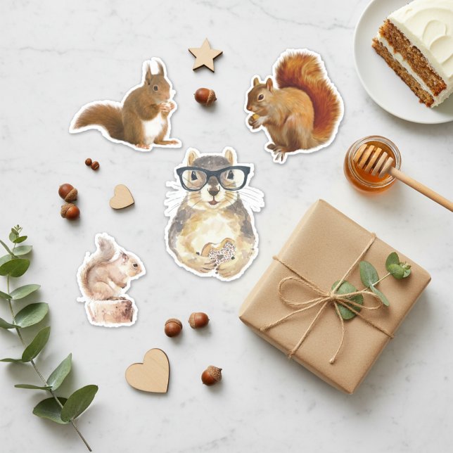 Cute Assorted Squirrel Sticker Pack (Cute Assorted Squirrel Stickers)