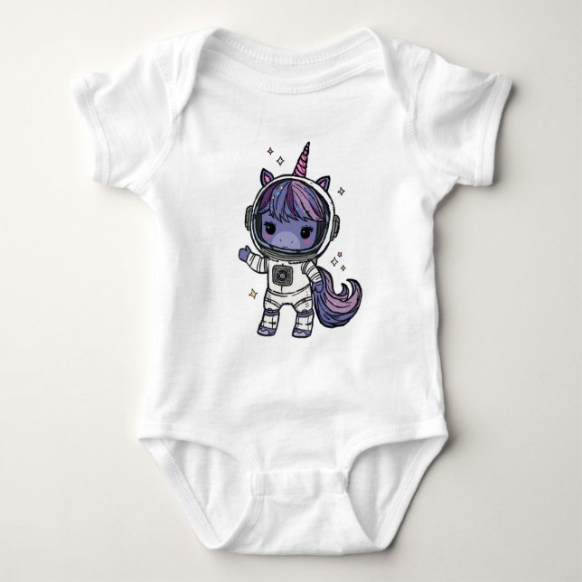 Cute Astro Unicorn Baby Bodysuit (Front)