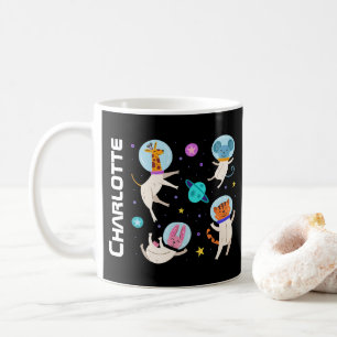 Cute Astronaut Animals Floating in Space Coffee Mug