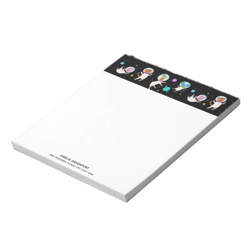 Cute Astronaut Animals Floating in Space Notepad