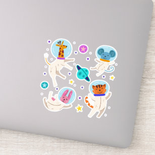 Cute Astronaut Animals Floating in Space Sticker